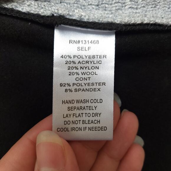 Fate Women’s Open Front Cardigan Sz Large Gray Black Wool Blend Sweater EUC - Picture 6 of 11